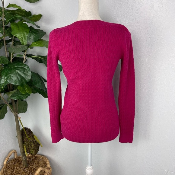 Express Bright Fuchsia Cable Knit Sweater Shirt - Picture 2 of 6